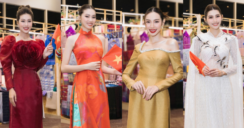 Dàn hoa hậu Việt khoe sắc trên đất Thái: Thiên Ân nổi bật với áo dài, Thùy Tiên vai trần gợi cảm