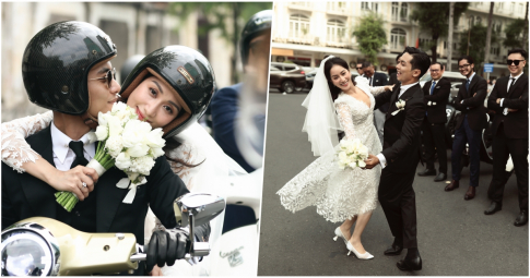 Lễ rước dâu của Khánh Thi - Phan Hiển: Chú rể đón cô dâu bằng dàn mô tô và vespa cực ngầu