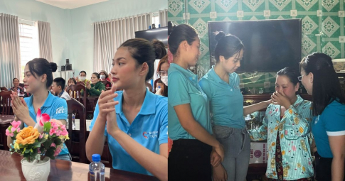 2 hoa hậu Thiên Ân - Thanh Thủy đến thăm gia đình bé Hạo Nam tại Đồng Tháp