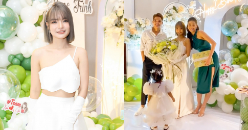 Vợ Mạc Văn Khoa diện đầm trắng tựa cô dâu trong tiệc sinh nhật, sẵn sàng "chặt chém" hoa hậu Khánh Vân
